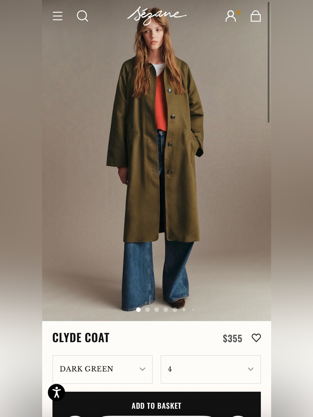 Sezane Olive Green Long Trench Coat - Picture 1 of 3